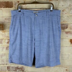 Peter Millar Crown Sport Salem Tropical Print Golf Shorts Periwinkle Blue Sz 38